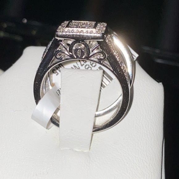 Exquisite Turkish made real diamond women engagement bridal ring set huge sale! - Picture 4 of 5